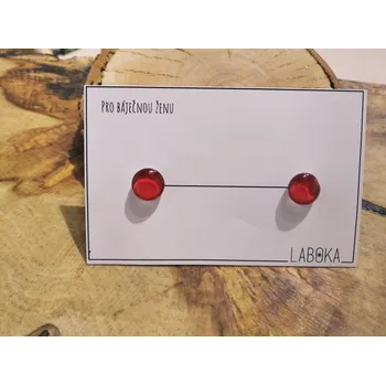 Náušnice Skleněné náušnice pecky červené-Laboka 0001297