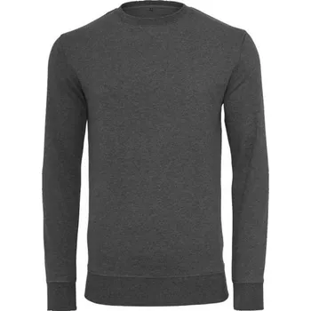 Pánská mikina Zpevněné tričko s dlouhým rukávem Build Your Brand 240 g/m Barva: šedá uhlová melír, Velikost: S BY010