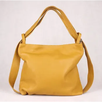 Kabelka Kabelka a batoh v 1 - velká kožená hořčicová kabelka na rameno a batoh 12