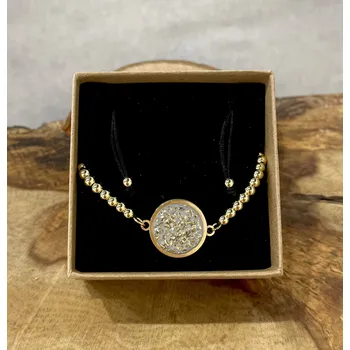 Náramek Náramek ocelové kuličky zlaté beton světlý pozlacený - Betonbeads 0000738