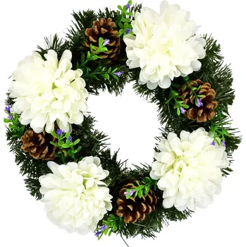 Věnec Dušičkový věnec s krémovými chryzantémami Ø30 cm