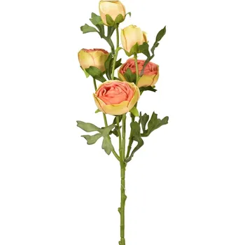 umělá květina Umělá růže oranžovo-zelená 60 cm (137769 001 K04134 růže oranžovozelená)