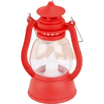 Vánoční dekorace Dekorační oválná lucerna s LED svíčkou (červená)