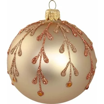 Vánoční dekorace Matná baňka zlatá s větvičkami