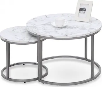Konferenční stolek Halmar Paola mramor/stříbrný 2 ks