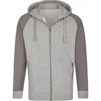 Pánská mikina Teplá propínací mikina Miners Mate s dvouvrstvou kapucí a kapsami na zip Barva: šedá melírová mikina s tmavšími rukávy, Velikost: M MY710