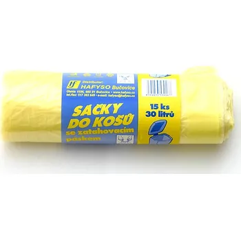 Pytle na odpadky Hafyso Sáčky do košů 30l/50x60cm - 15ks/rol + zatahovací pásek, žluté