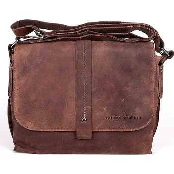 Středně velká kožená pánská crossbody taška GreenWood no. 4956 hnědá
