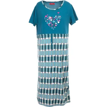 Dámské noční prádlo Noční košile HEART- modrozelená Velikost: M