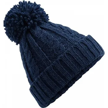 Čepice Beechfield Úpletový kulich s bambulí s vnitřním fleecovým lemem Barva: modrá námořní CB480