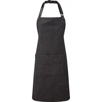 Kuchyňská zástěra Premier Workwear Pracovní zástěra s barvenou bavlněnou přízí s oxfordskou vazbou Barva: Černá, Velikost: 72 x 86 cm PW144