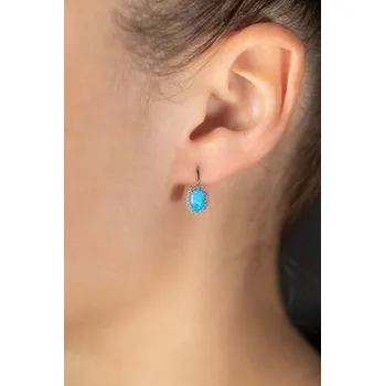 Náušnice Couple, Půvabné náušnice Ophelia se syntetickými modrými opály a zirkony, bílé zlato, 5280510-0-0-49