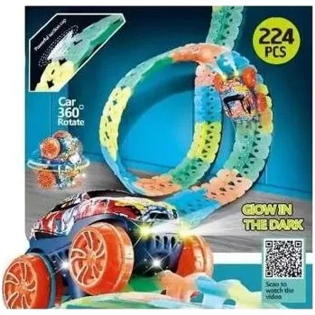 auto na autodráhu Bavytoy Dráha svítící s rotujícím autíčkem 224ks