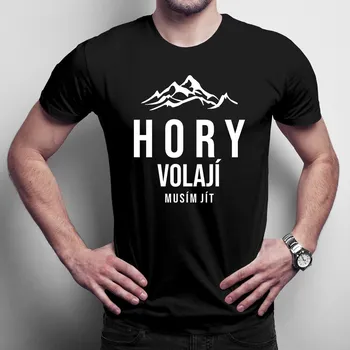 Žertovný předmět Hory volají - musím jít - pánské tričko s potiskem
