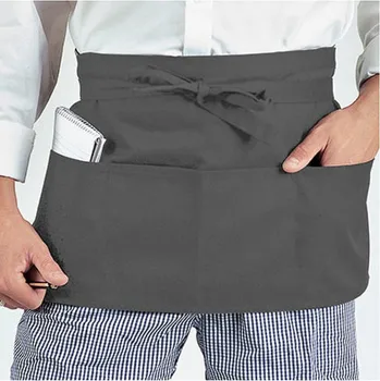 Kuchyňská zástěra Dennys London Číšnická zástěra s hlubokými kapsami Barva: Šedá grafitová, Velikost: 58 x 30 cm DL022