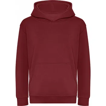 Chlapecká mikina Just Hoods Dětská organická klokanka s dvojitou kapucí a fleecovou podšívkou Barva: Červená vínová, Velikost: 12-13 let JH201K