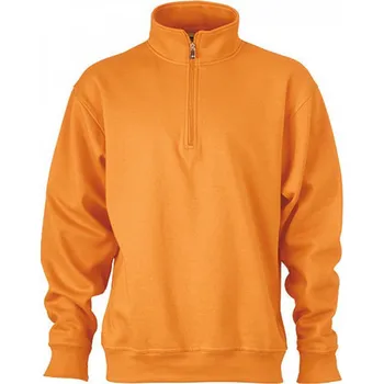 Pánská mikina James & Nicholson Odolná pracovní mikina s krátkým zipem a stojatým límcem Barva: Oranžová, Velikost: 6XL JN831