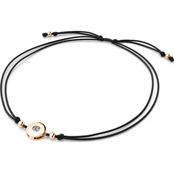 Náramek Dámský náramek růžové zlato 585/1000 přírodní diamant 0.055 ct G/SI šňůrkový kabbalah s bílým 10911-NRS-CER-CV-DIA délka 18 cm