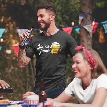 Žertovný předmět Jdu na jedno - pánské tričko s potiskem
