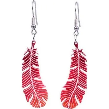 Náušnice Visací náušnice červená pírka - Parada 0000955
