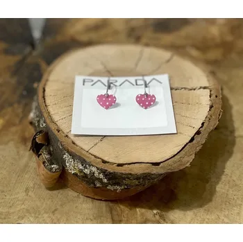 Náušnice Náušnice visací růžová puntíkatá srdíčka - Parada 0000967