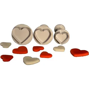 Vykrajovátko Cesil Plastové vypichovače s pístem Srdíčka (3 ks)