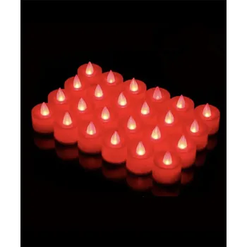 Svíčka HJ Čajová svíčka červená s LED žluto-oranžovým světlem 24 ks v balení