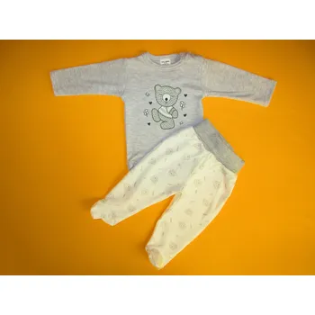 Kojenecká souprava Arex, ČR Kojenecký bavlněný komplet Méďa Barva: světlešedá + smetanová, Velikost: 74