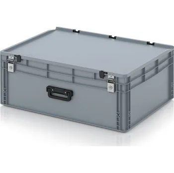 paleta Euro přepravky kufry s uzamykatelným systémem 1G 80 x 60 x 33,5 cm, zavřená - Stříbrošedá - materiál: PP - ED 86/32 HG 1G 2S