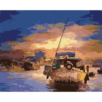 Hračka Diamondi Diamantové malování - LODĚ VE VIETNAMU Rozměr: 40x50 cm, Rámování: bez rámu a bez vypnutí plátna