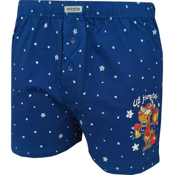 Trenýrky Andrie PS 5773 tmavě modré vánoční pánské trenýrky Barva: modrá tmavá, Velikost: 3XL