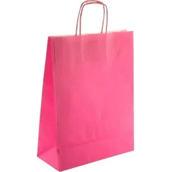 Papírová taška s krouceným uchem růžová 180x80x220 mm