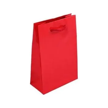 Papírová taška červená Milano 160x80x240 mm LESKLÁ laminace