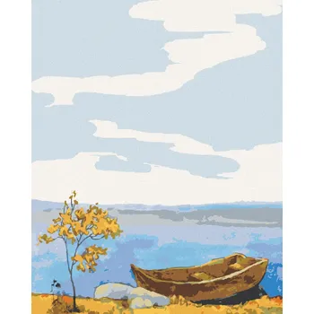 Diamondi Diamantové malování - LOĎKA U BŘEHU Rozměr: 40x50 cm, Rámování: bez rámu a bez vypnutí plátna