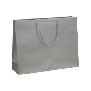 Papírová taška Silver 410x120x350 mm s pletenou šňůrkou