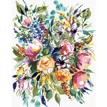 Diamondi Diamantové malování - BAREVNÉ KVĚTINY (ALEXANDRIA GILBERT) Rozměr: 40x50 cm, Rámování: vypnuté plátno na rám