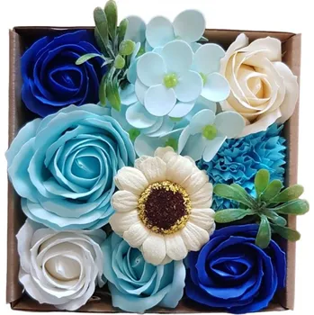 Mýdlo made by ANTEROS Dekorace Mýdlové květy White Blue mix v dárkovém boxu