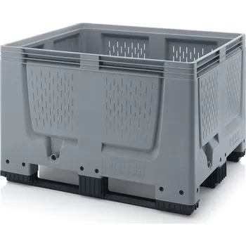 paleta Big boxy s větracími otvory 120 x 100 x 79 cm, 3 ližiny - Stříbrošedá - materiál: 1 A nový materiál HD-PE - BBO 1210K