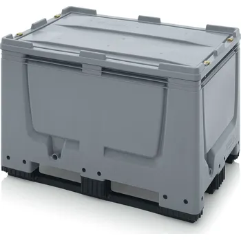 paleta Big boxy s uzamykatelným systémem SC 120 x 80 x 83 cm, 3 ližiny, UN approval - Stříbrošedá - materiál: 1 A nový materiál HD-PE - UN BBG 1208K SC