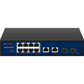 Switch CP PLUS CP-DNW-GPU8G2F2-96 Osmiportový 10/100/1000 Mbps PoE switch s 2x 1000 Mbps a 2x SFP uplinkem