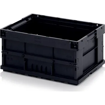 paleta Skládací ESD KLT přepravky 60 x 40 x 28 cm - Dopravní černá - materiál: ESD PP - ESD F-KLT 6410
