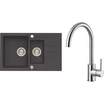 Granitový dřez Alveus ROCK 70 TWILIGHT Set - různé typy baterií Dřez / Set: Set, Baterie: Set Elza kartáčová nerez