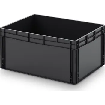 paleta ESD euro přepravky 80 x 60 x 42 cm - Dopravní černá - materiál: ESD PP - ESD EG 86/42 HG