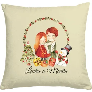 Dekorativní polštářek Polštář bavlněný s potiskem Vánoční láska