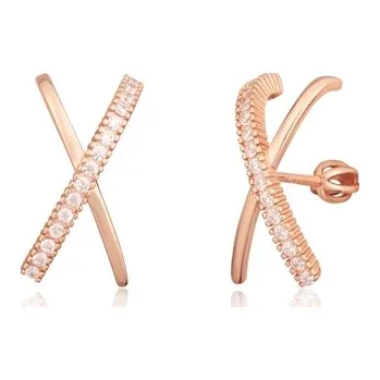 Náušnice Stříbrné zlacené náušnice s čirými zirkony STNAU1579F