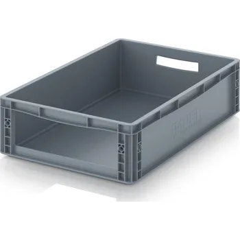 Skladové otevřené přepravky v euro formátu SLK 60 x 40 x 17 cm - Stříbrošedá - materiál: PP - SK S 64/17