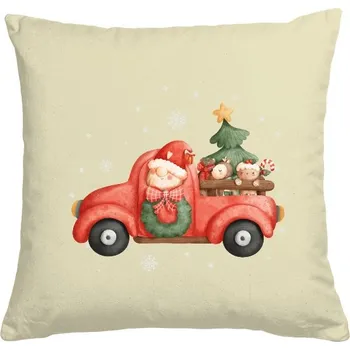 Bytový textil Polštář bavlněný s potiskem Vánoční skřítek