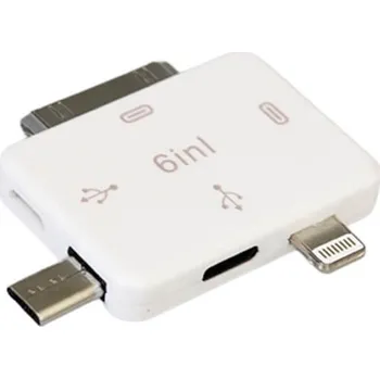 6v1 Redukce se vstupy a výstupy 30-pin + Lightning + Micro USB bílá