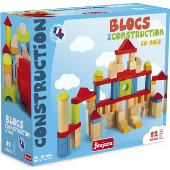 ostatní stavebnice Jeujura Dřevěné kostky barevné 82 ks