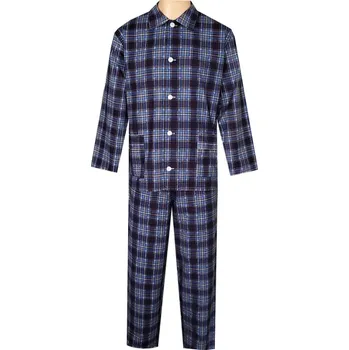 Pánské pyžamo Pánské Pyžamo Flanelové FOLTÝN PF27 tmavě modrá kostka Velikost: L, Materiál: Flanel